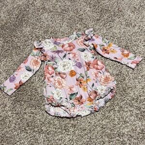 Posh peanut Floral Long Sleeve Baby Romper